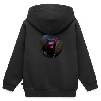 Tasmanian devil in the grass - Kids Premium Organic Zip-up Hoodie - black - Back - AI Model Kid Male (0cm)