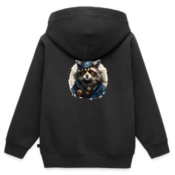 Steampunk Trashpanda - Kinder Premium Organic Zip Hoodie - Schwarz - Hinten - AI Model Kid Male (0cm)
