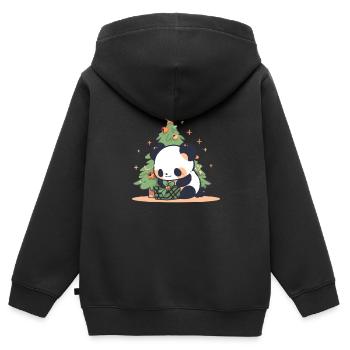 Sapin de Noël Panda Bear - Sweat Premium à capuche zippé enfant bio - noir - Dos - AI Model Kid Male (0cm)