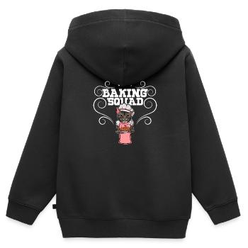 Cadeau de pâtisserie de dessert de chat - Sweat Premium à capuche zippé enfant bio - noir - Dos - AI Model Kid Male (0cm)