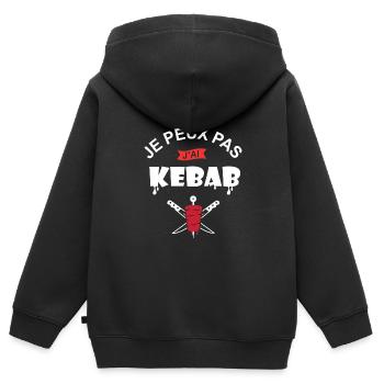 je peux pas j ai kebab chef cuisine kebab turc - Sweat Premium à capuche zippé enfant bio - noir - Dos - AI Model Kid Male (0cm)