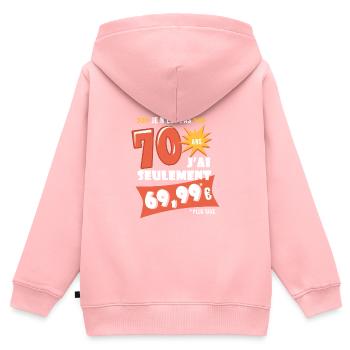 70 ans anniversaire humour 70e anniversaire - Sweat Premium à capuche zippé enfant bio - rose - Dos - AI Model Kid Female (0cm)