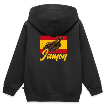 Jamon Spanien Vorspeise Schinken Schweinefleisch - Kinder Premium Organic Zip Hoodie - Schwarz - Hinten - AI Model Kid Male (0cm)