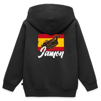 Jamon Spanien Vorspeise Schinken Schweinefleisch - Kinder Premium Organic Zip Hoodie - Schwarz - Hinten - AI Model Kid Male (0cm)