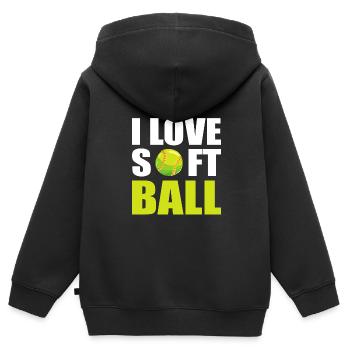 Softball Joueurs de softball - Sweat Premium à capuche zippé enfant bio - noir - Dos - AI Model Kid Male (0cm)
