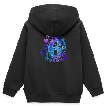 I'm 6 - Kinder Premium Organic Zip Hoodie - Schwarz - Hinten - AI Model Kid Male (0cm)