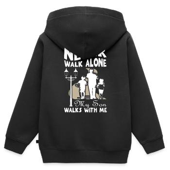 Never walk alone my son walk with me - Kinder Premium Organic Zip Hoodie - Schwarz - Hinten - AI Model Kid Male (0cm)