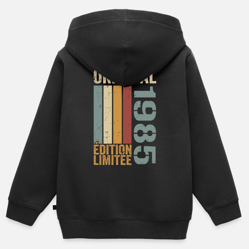 1985 | Édition Limitée cadeau d'anniversaire 1985 - Sweat Premium à capuche zippé enfant bio - noir