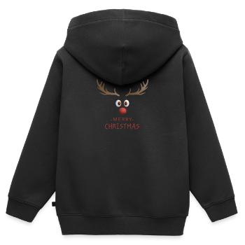 Joyeux Noël avec Rudolf le renne - Sweat Premium à capuche zippé enfant bio - noir - Dos - AI Model Kid Male (0cm)