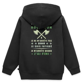 Je suis bûcheron - Sweat Premium à capuche zippé enfant bio - noir - Dos - AI Model Kid Male (0cm)