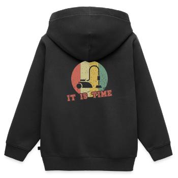 Il est temps / Nettoyage - Sweat Premium à capuche zippé enfant bio - noir - Dos - AI Model Kid Male (0cm)