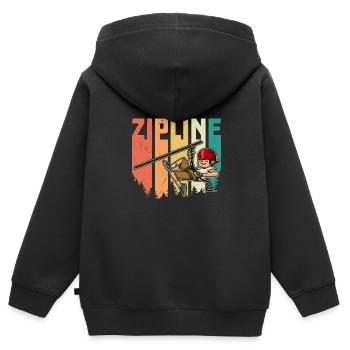 Zipliner Ziplining Zip Line Hobby Forest Mountains - Kids Premium Organic Zip-up Hoodie - black - Back - AI Model Kid Male (0cm)