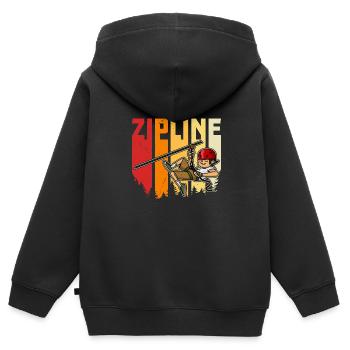 Zipliner Ziplining Seilrutsche Hobby Wald Berge - Kinder Premium Organic Zip Hoodie - Schwarz - Hinten - AI Model Kid Male (0cm)