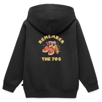 Erinnern Sie sich an die 70er Jahre - Kinder Premium Organic Zip Hoodie - Schwarz - Hinten - AI Model Kid Male (0cm)