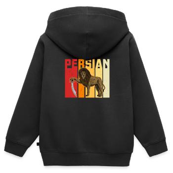 Persien Perser Löwe Sonne Iran Geschichte - Kinder Premium Organic Zip Hoodie - Schwarz - Hinten - AI Model Kid Male (0cm)