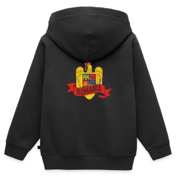 Rumänien Geschichte Nationalfarben Balkan - Kinder Premium Organic Zip Hoodie - Schwarz - Hinten - AI Model Kid Male (0cm)