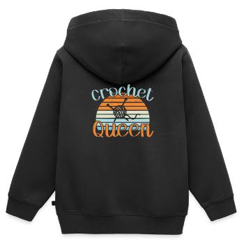 Crochet Queen / Häkeln - Kinder Premium Organic Zip Hoodie - Schwarz - Hinten - AI Model Kid Male (0cm)