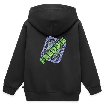 Surname First name Freddie - Kids Premium Organic Zip-up Hoodie - black - Back - AI Model Kid Male (0cm)