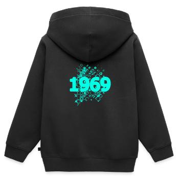 Retro 1969 - Kinder Premium Organic Zip Hoodie - Schwarz - Hinten - AI Model Kid Male (0cm)