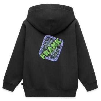 Cadeau pour Frank - Sweat Premium à capuche zippé enfant bio - noir - Dos - AI Model Kid Male (0cm)