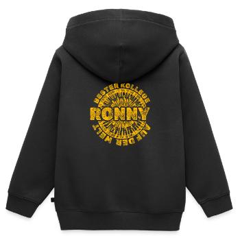 Arbeit Ronny - Kinder Premium Organic Zip Hoodie - Schwarz - Hinten - AI Model Kid Male (0cm)