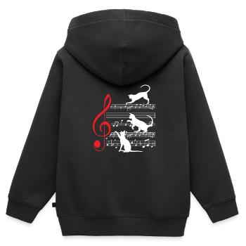 Chat chats partition musicien cadeau Score - Sweat Premium à capuche zippé enfant bio - noir - Dos - AI Model Kid Male (0cm)