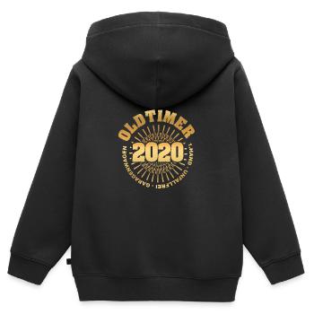 2020 - Kinder Premium Organic Zip Hoodie - Schwarz - Hinten - AI Model Kid Male (0cm)