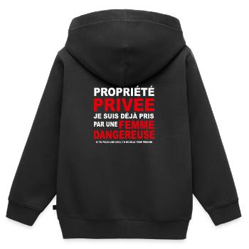 Propriété privée idée cadeau amoureux couple - Sweat Premium à capuche zippé enfant bio - noir - Dos - AI Model Kid Male (0cm)
