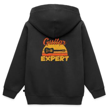 Guitar Expert / Gitarre - Kinder Premium Organic Zip Hoodie - Schwarz - Hinten - AI Model Kid Male (0cm)