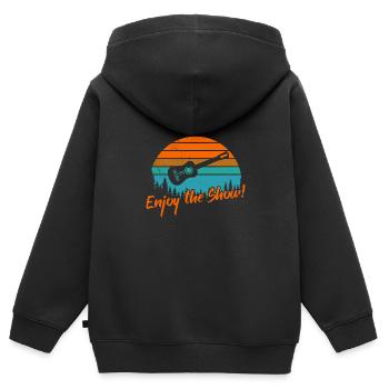Profitez du spectacle / Guitare - Sweat Premium à capuche zippé enfant bio - noir - Dos - AI Model Kid Male (0cm)