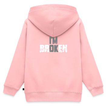I’m Ok - Je suis brisé Maladie mentale invisible - Sweat Premium à capuche zippé enfant bio - rose - Dos - AI Model Kid Female (0cm)