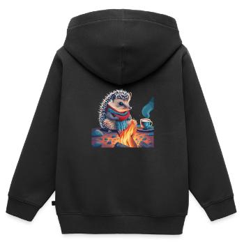 Lagerfeuer - Kinder Premium Organic Zip Hoodie - Schwarz - Hinten - AI Model Kid Male (0cm)