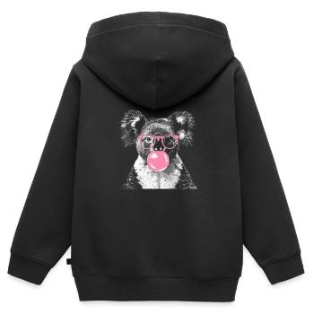 Koala mit Sonnenbrille Bubblegum für einen - Kinder Premium Organic Zip Hoodie - Schwarz - Hinten - AI Model Kid Male (0cm)