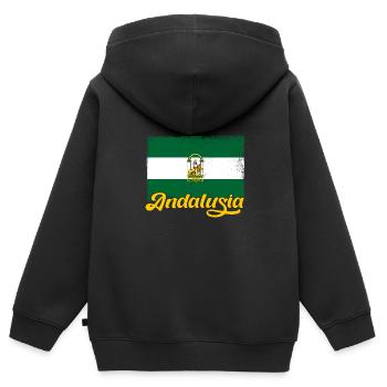 Spanien Andalusien Iberische Halbinsel Flagge - Kinder Premium Organic Zip Hoodie - Schwarz - Hinten - AI Model Kid Male (0cm)