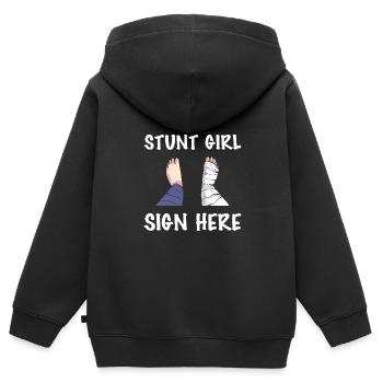 Gebrochenes Bein - Kinder Premium Organic Zip Hoodie - Schwarz - Hinten - AI Model Kid Male (0cm)