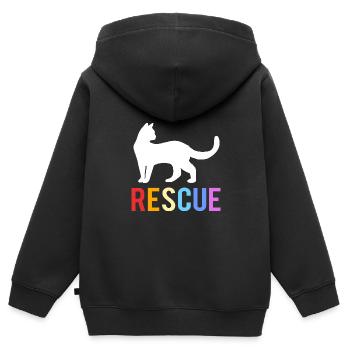 Katzenrettung Tierrechte Tierrettung Tierheim - Kinder Premium Organic Zip Hoodie - Schwarz - Hinten - AI Model Kid Male (0cm)