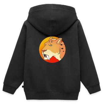 Tigre à dents de sabre - Sweat Premium à capuche zippé enfant bio - noir - Dos - AI Model Kid Male (0cm)