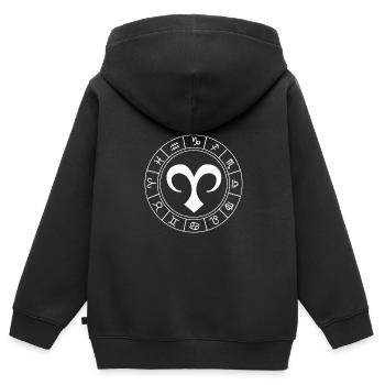 Sternzeichen Widder - Kinder Premium Organic Zip Hoodie - Schwarz - Hinten - AI Model Kid Male (0cm)