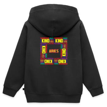 Sternzeichen Widder - Kinder Premium Organic Zip Hoodie - Schwarz - Hinten - AI Model Kid Male (0cm)