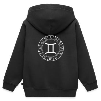 Sternzeichen Zwilling - Kinder Premium Organic Zip Hoodie - Schwarz - Hinten - AI Model Kid Male (0cm)