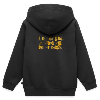 Pas lié à plaire à la citation de Thee Theater - Sweat Premium à capuche zippé enfant bio - noir - Dos - AI Model Kid Male (0cm)