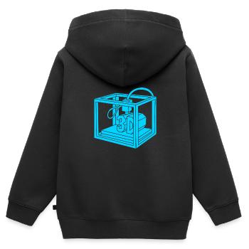 3D Druck Drucken Prototyp - Kinder Premium Organic Zip Hoodie - Schwarz - Hinten - AI Model Kid Male (0cm)