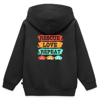 Hund Rettung Tierrechte Tierrettung Tierheim - Kinder Premium Organic Zip Hoodie - Schwarz - Hinten - AI Model Kid Male (0cm)