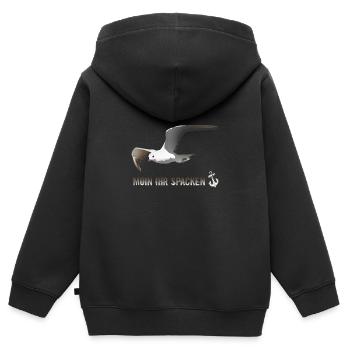 Moewe moin ihr spacken - Kinder Premium Organic Zip Hoodie - Schwarz - Hinten - AI Model Kid Male (0cm)