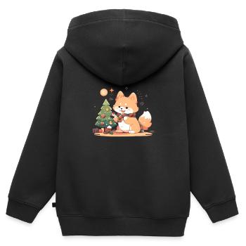 Sapin de Noël panda roux - Sweat Premium à capuche zippé enfant bio - noir - Dos - AI Model Kid Male (0cm)