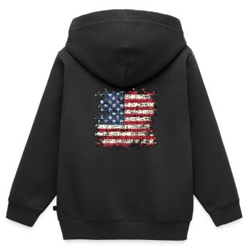 Patriotisches Puzzle Flagge Amerikanischer Stolz - Kinder Premium Organic Zip Hoodie - Schwarz - Hinten - AI Model Kid Male (0cm)