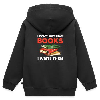 Autor - Kinder Premium Organic Zip Hoodie - Schwarz - Hinten - AI Model Kid Male (0cm)