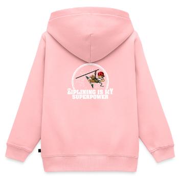 Zipline Spruch Geschenk Seilrutschen Berge - Kinder Premium Organic Zip Hoodie - Rosa - Hinten - AI Model Kid Female (0cm)