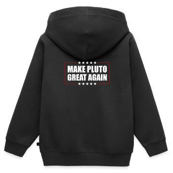 Pluton rend sa grandeur à Pluton - Sweat Premium à capuche zippé enfant bio - noir - Dos - AI Model Kid Male (0cm)