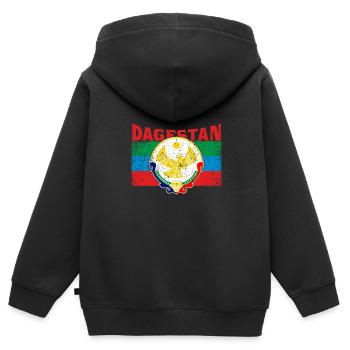 Dagestan Kaukasus Flagge Adler Region Reise - Kinder Premium Organic Zip Hoodie - Schwarz - Hinten - AI Model Kid Male (0cm)
